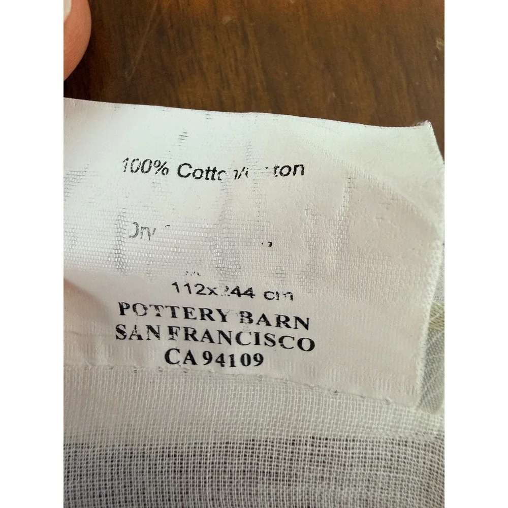 Pottery Barn Window Curtain Panel 44x96 White Cotton Voile Sheer Rod Pocket